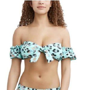 BCBGeneration Foil Print Off The Shoulder Swim Top